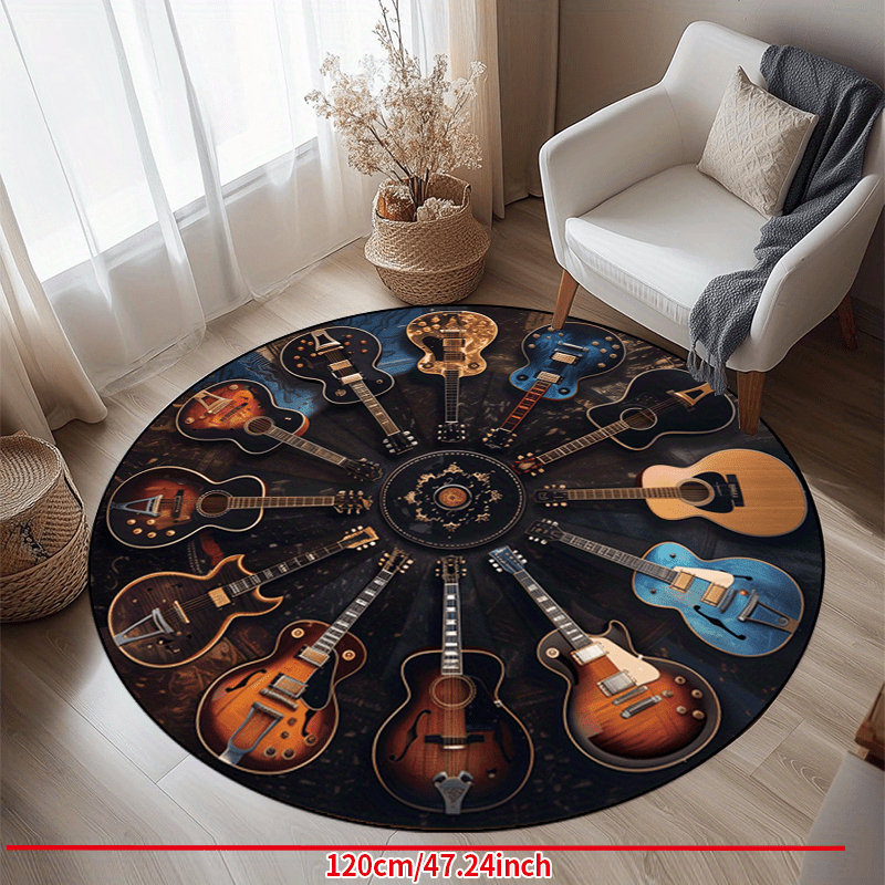 Commercial Printing Products - VIKAMA Rock Guitar Round Area Rug