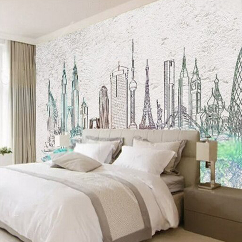 Modern watercolor city silhoue – Commercial Wallpaper Printing Bewertung und Preis