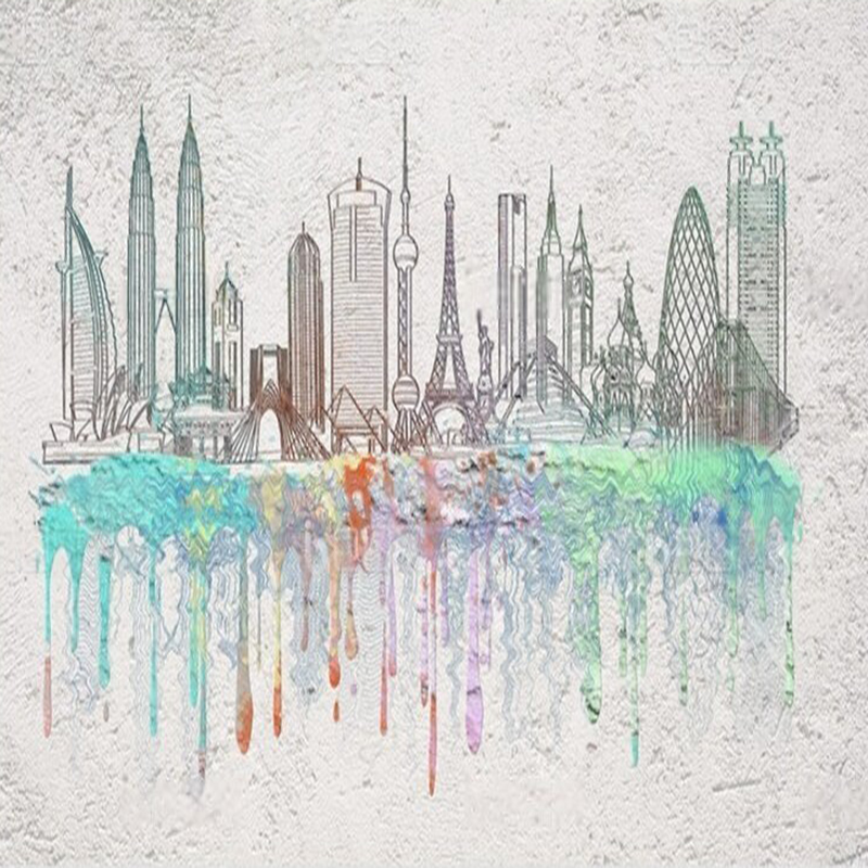 Modern watercolor city silhoue – Commercial Wallpaper Printing Bewertung und Preis
